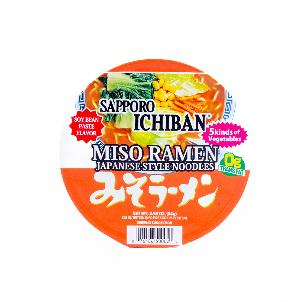Sapporo Ichiban Japanese Style Cup Noodle Miso "Soy Bean Paste" Flavor