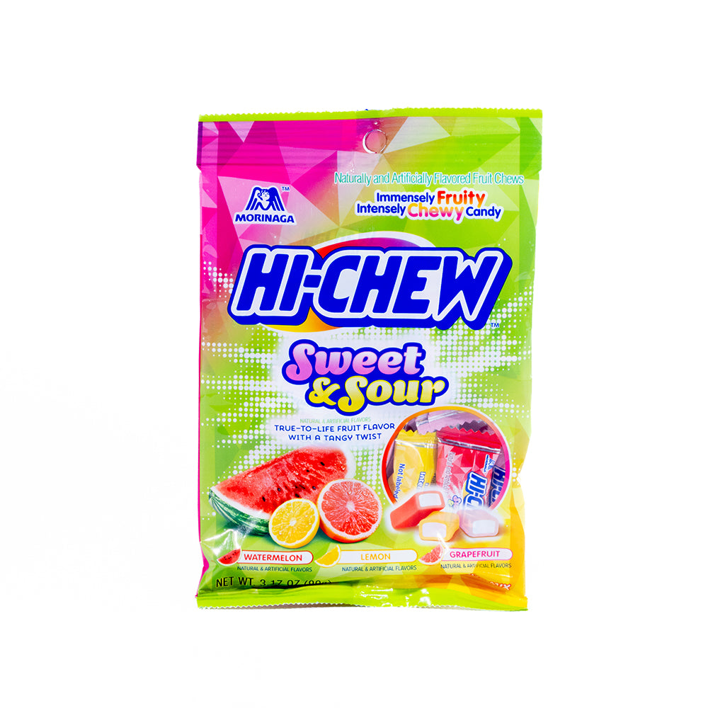 Hi-Chew Sweet & Sour Mix (Watermelon, Lemon, Grapefruit) Chewy Candy (18 Pieces)